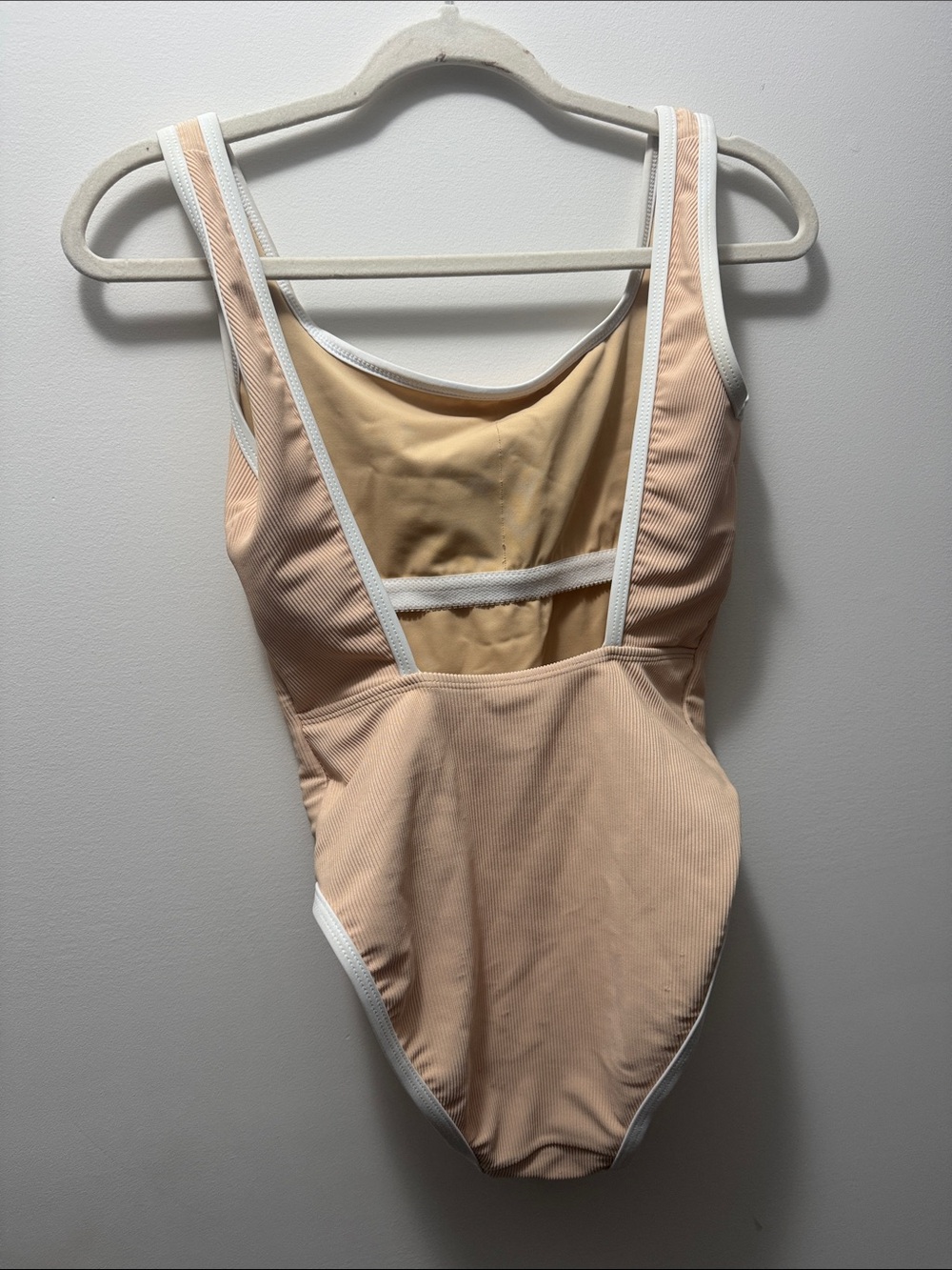 Women's LainSnow tan(beige) One-Piece Swimsuit with White Trim